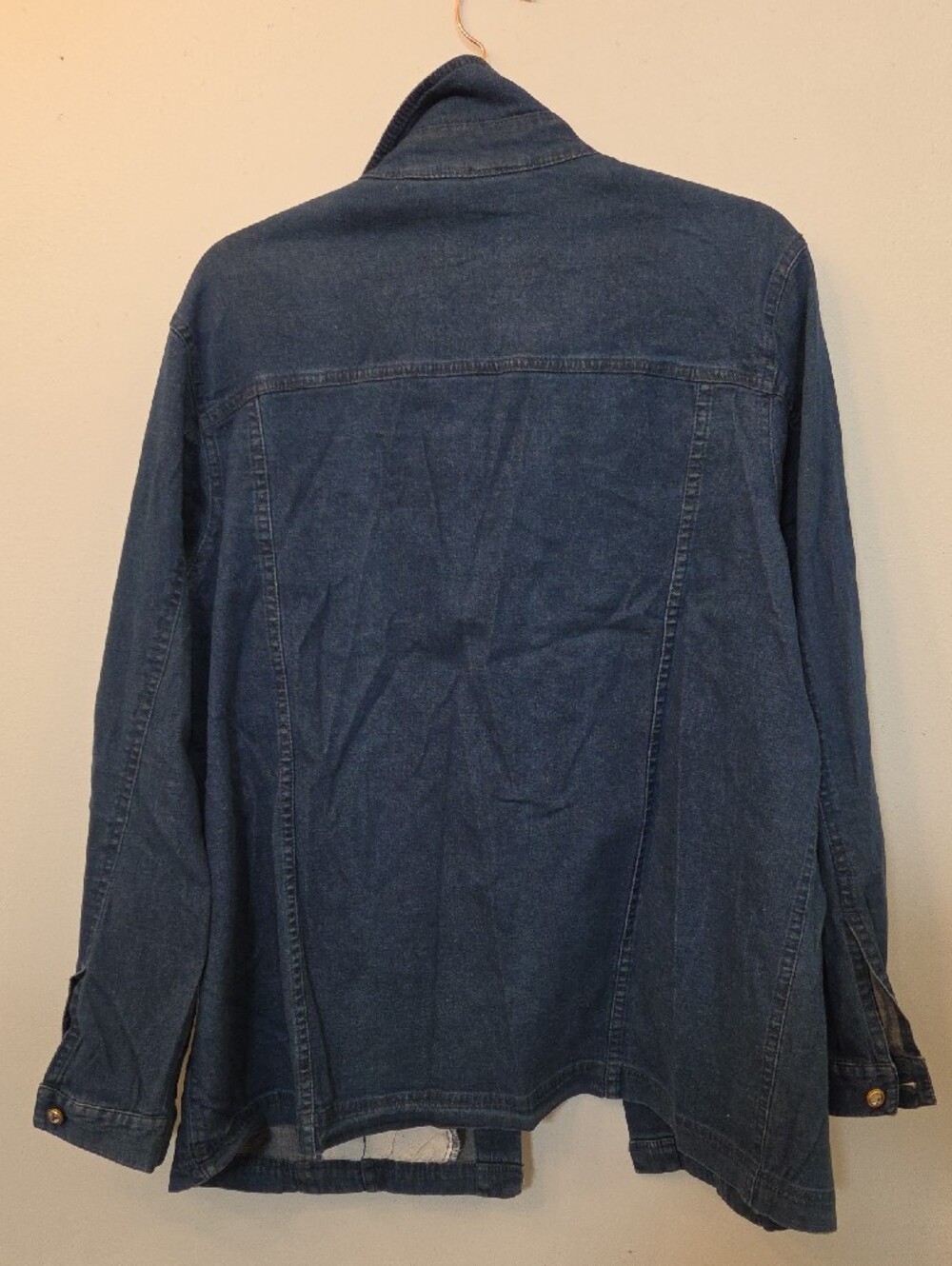Denim Jacket/shirt with Gold Stud Heart Accents - Blue - Picture 6 of 7